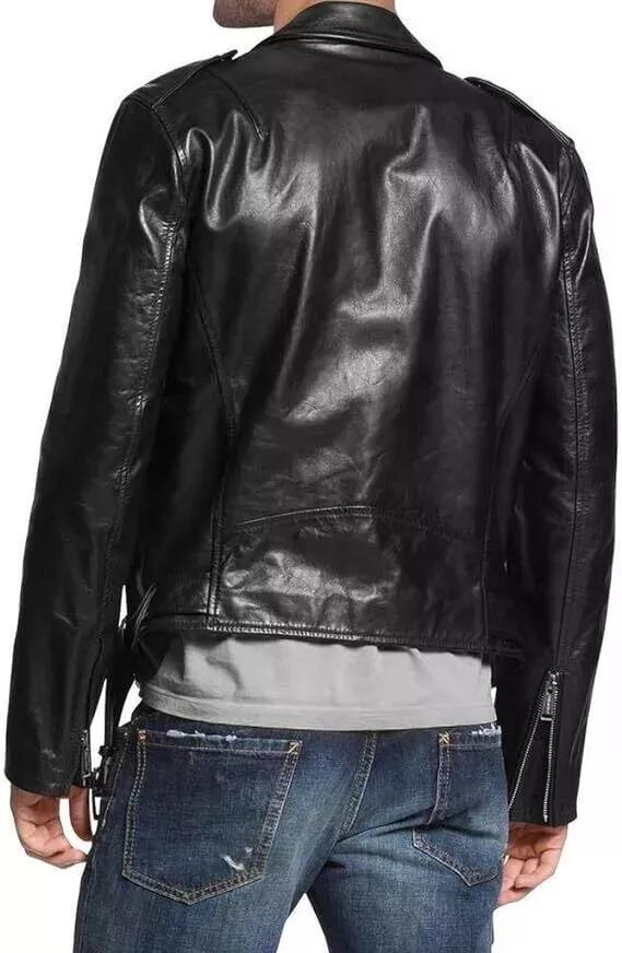 AL KHALID кожаная куртка черная облегающая байкерская куртка мужская из натуральной овчины