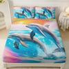 Постельный комплект из трех предметов с рисунком дельфинов и подводных существ, цифровая печать, для взрослых и детей