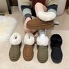 Women's Chunky Platform Snow Boots Non-Slip Faux Suede Ankle Booties With Faux Fur Lining Winter Warm Comfortable Walking Short Boots Shoes for Women