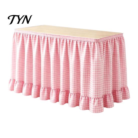 Rectangular Table Skirt for Kindergarten 6Ft Gingham with Ruffled Edge, Checkered Teacher Desk Skirt, Pastoral Style Plaid Decor Hook And Loop