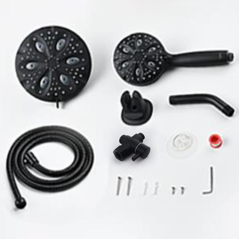 9-Function Chrome Modern High Pressure Shower Head Set Handheld Shower Hose Holder Easy Wall-Mounted Installation 3-Year