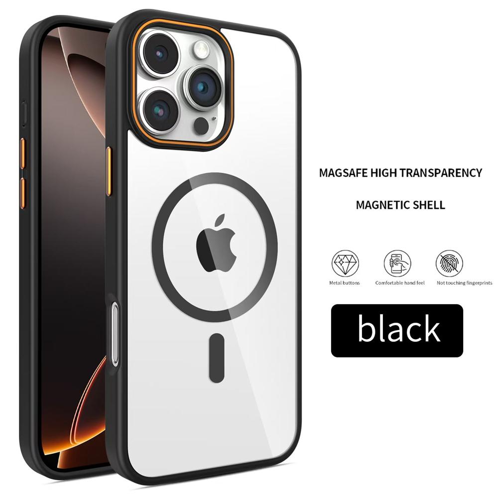 Роскошный магнитный беспроводной зарядный чехол Magsafe для iPhone 16 15 14 13 12 11 Pro Max противоударный мягкий бампер прозрачный чехол