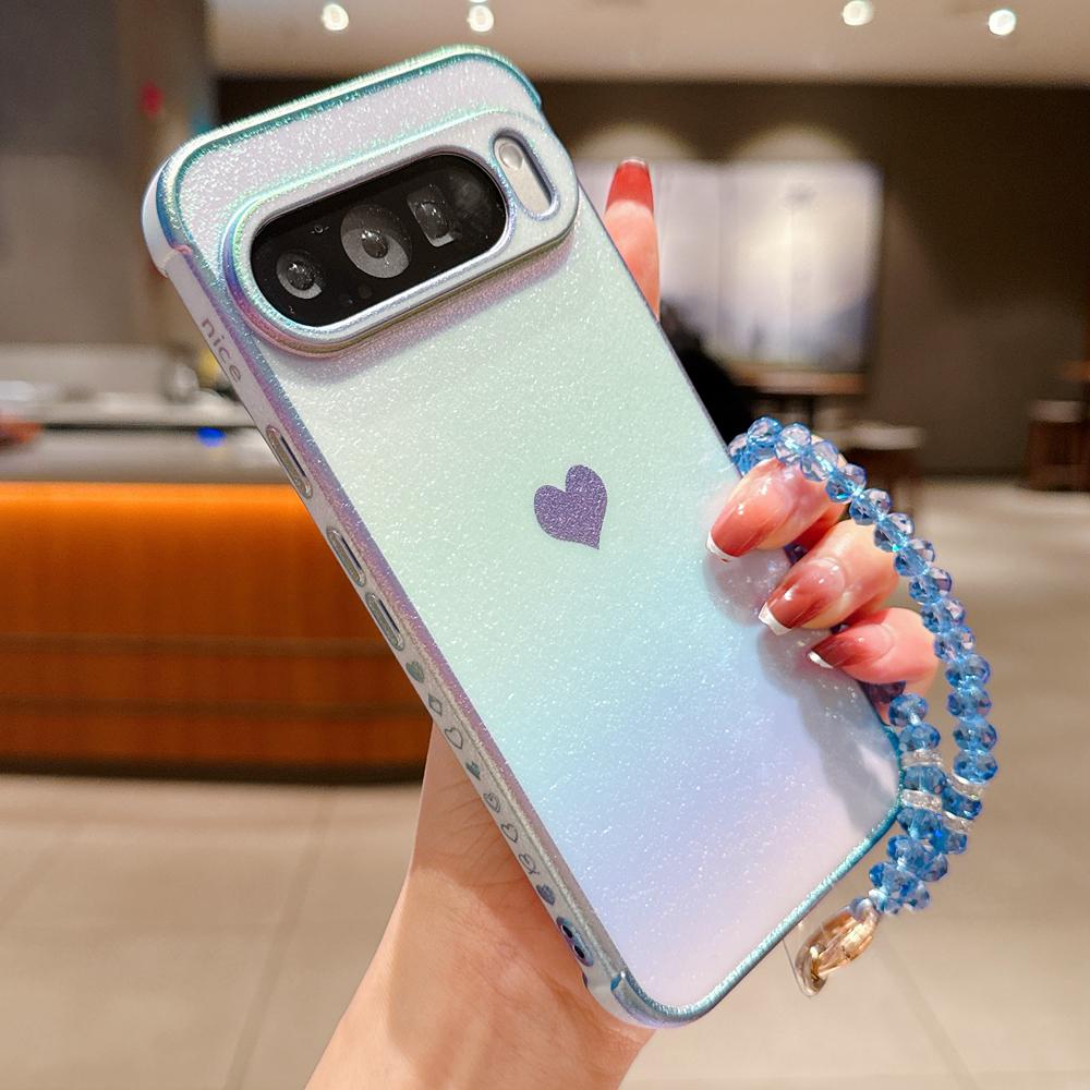KEYSION Градиентный красочный чехол для телефона для Google Pixel 10 Pro XL 9 Pro 9A 8A Мягкая ТПУ противоударная задняя крышка с хрустальным браслетом