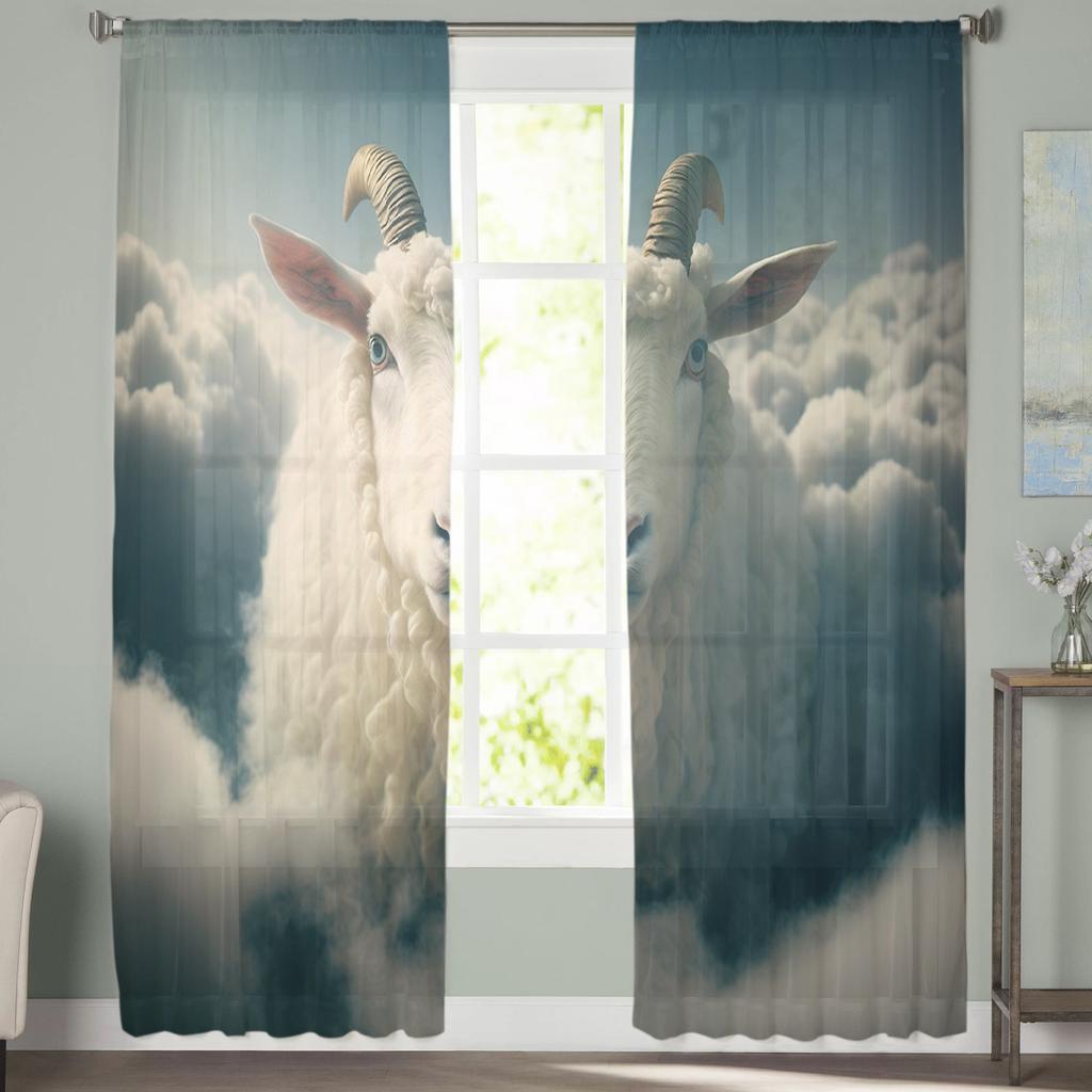 Овечье небо белые облака прозрачные шторы для гостиной спальни детской комнаты тюль оконные шторы