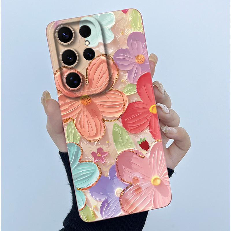 For Samsung Galaxy S26 Ultra Case Samsung Galaxy S26 Plus S26 Ultra Cover Bumper Oil Painting Flower Shockproof Silicone Cases