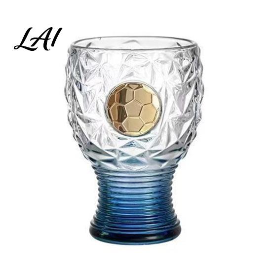 Tall Football Mug Soccer Trophy Beer Glass 400ml Capacity Mug Clear Glass