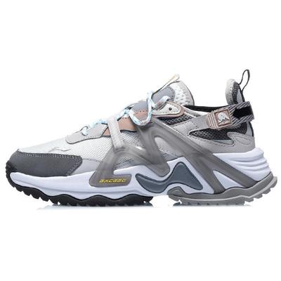 Li Ning Exceed Кроссовки для бега с нескользящей и износостойкой подошвой, низкие, женские, бело-серые AGLQ126-3