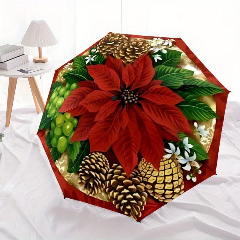 1pc Christmas Decorations Automatic Umbrella 8-Bone Design Compact Gear for Outdoor Travel, Perfect Holiday Gift y250827017