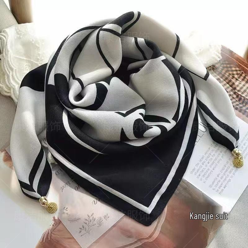 Шикарный осенне-зимний шелковый шарф с магнитной застежкой-золотым шариком – корейский стиль, согревающая шею