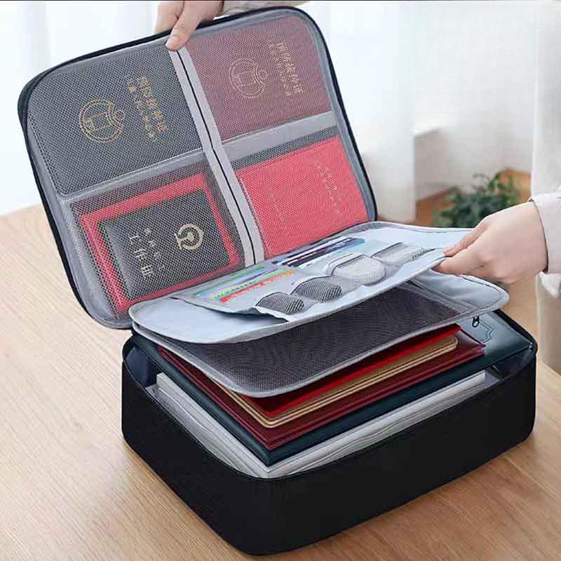 Household Multi-Layer Document Storage Box for Certificates, Passports, Cards. Multi-Function File Storage Bag for Family.