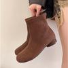 2026 Весна Осень Женские Современные Ботильоны Модные Круглый Носок Короткие Ботильоны Женская Повседневная Обувь на Низком Каблуке bottes femmes