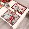 Insulation Christmas Table Mats Placemat Ornament Crossweave Woven Plate Mats Christmas Placemat