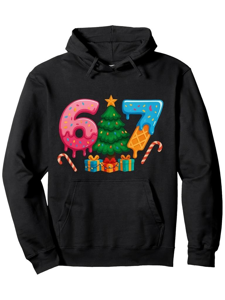 Fun 67 Christmas Men's Pullover Hoodie- New Autumn Fashion Item and Christmas Outdoor Apparel, Men's Trendy Sweatshirt, Street Sty
