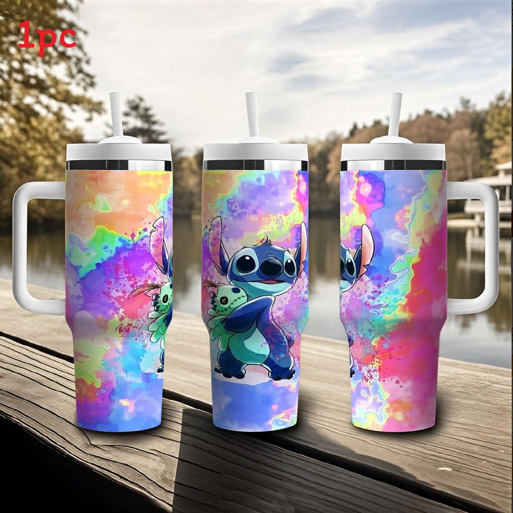 Изолированная дорожная кружка Stitch объемом 40 унций с ручкой для использования в автомобиле и в качестве подарка