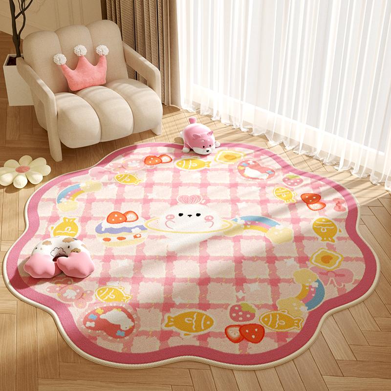 Cute Cartoon Bedroom Decor Pink Carpet Irregular Shapes Carpets for Living Room Fluffy Soft Children Floor Mat Thicken Plush Rug