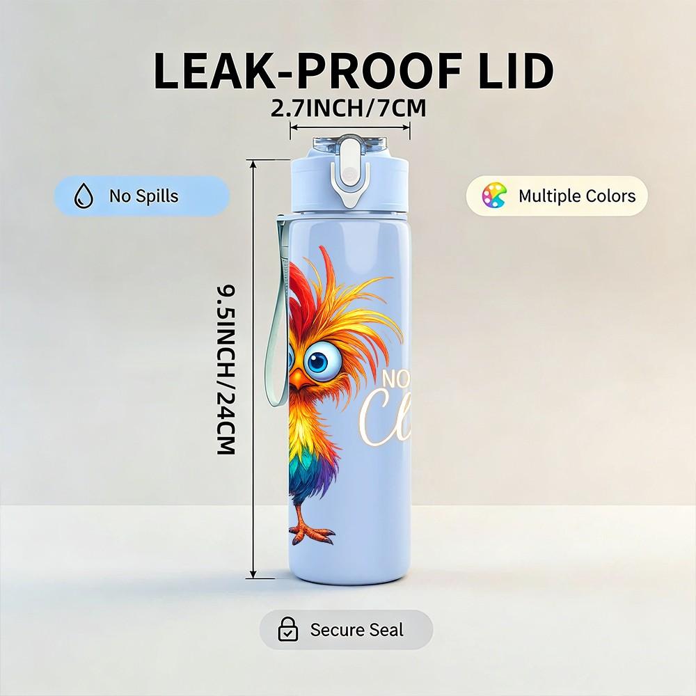 1PC Tropical Rooster Vibrant Bird Art Print 750ml Color Plastic Sports Water Bottle Leakproof Flip Straw Lid Suitable for Sports Office Home Use