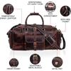 New Leather Duffle Bag for Men, Overnight 21 Inch Weekender Duffel Gym Bag, Full Grain Leather Travel Carry-On Bag,