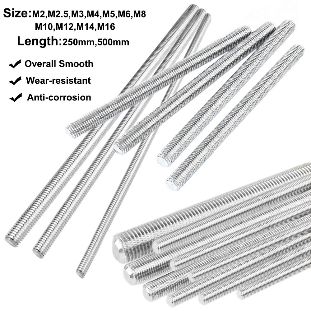 1шт резьбовой стержень 304 нержавеющая сталь винт M2 M2.5 M3 M4 M5 M6 M8 M10 M12 M16 M18 M20