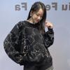 Стильный свитшот с бриллиантовым узором и короткими/длинными рукавами для женщин. Новый универсальный топ с круглым вырезом для осени и зимы.