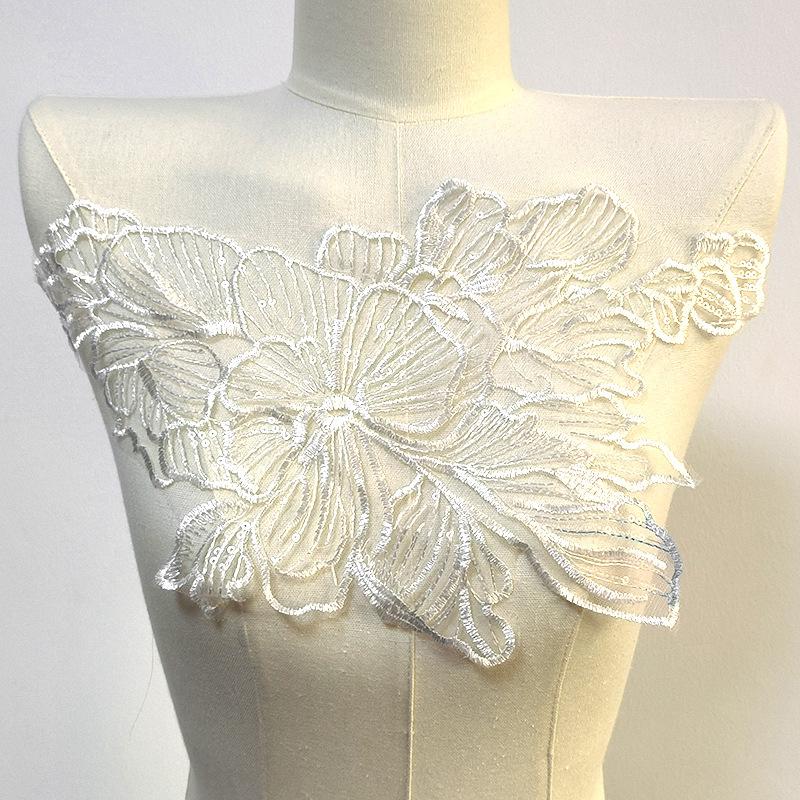 1 Piece Embroidery Black White Flower Lace Applique Patch For Wedding Decoration Repair