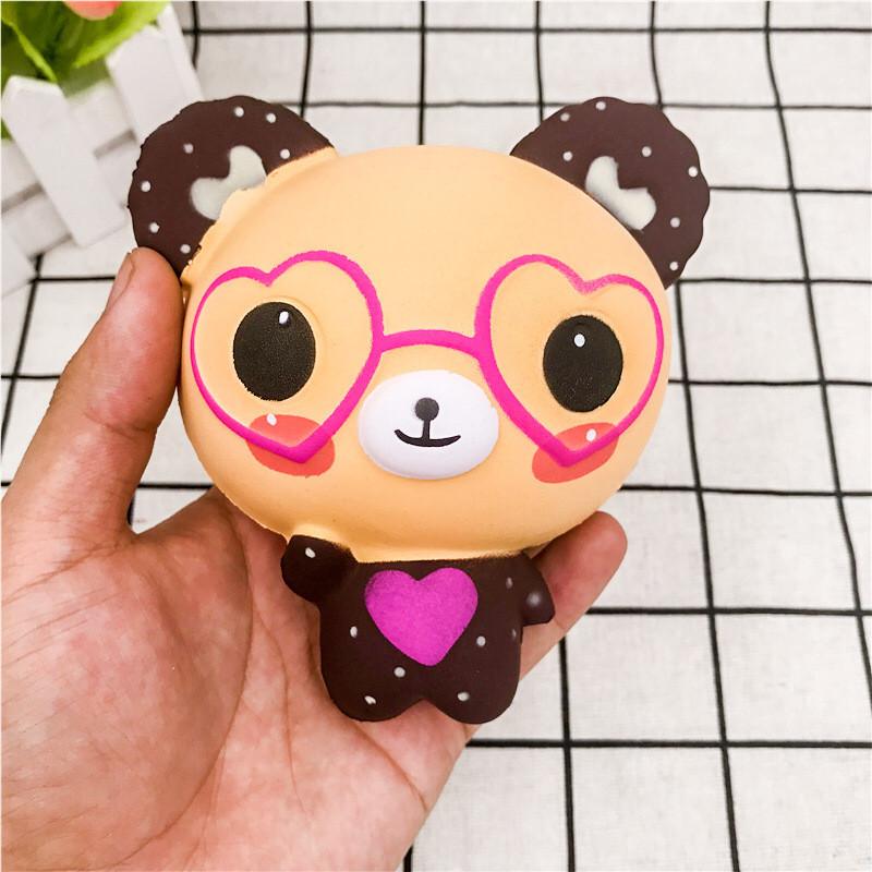 Squishy Bear Glasses Plush Toy With Slow Rebound Pu Material For Gift And Decoration