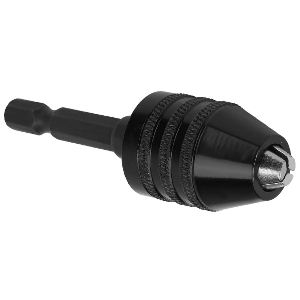2 шт. Адаптер патрона для дрели без ключа с шестигранным хвостовиком 1/4 дюйма, емкость патрона 0,3-6,5 мм, конструкция без ключа, адаптер для быстрой смены, углеродистая сталь