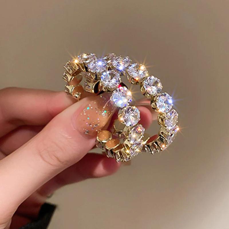 Серьги-кольца из стерлингового циркония для женщин, металлические золотые серьги-кольца, современные модные женские украшения