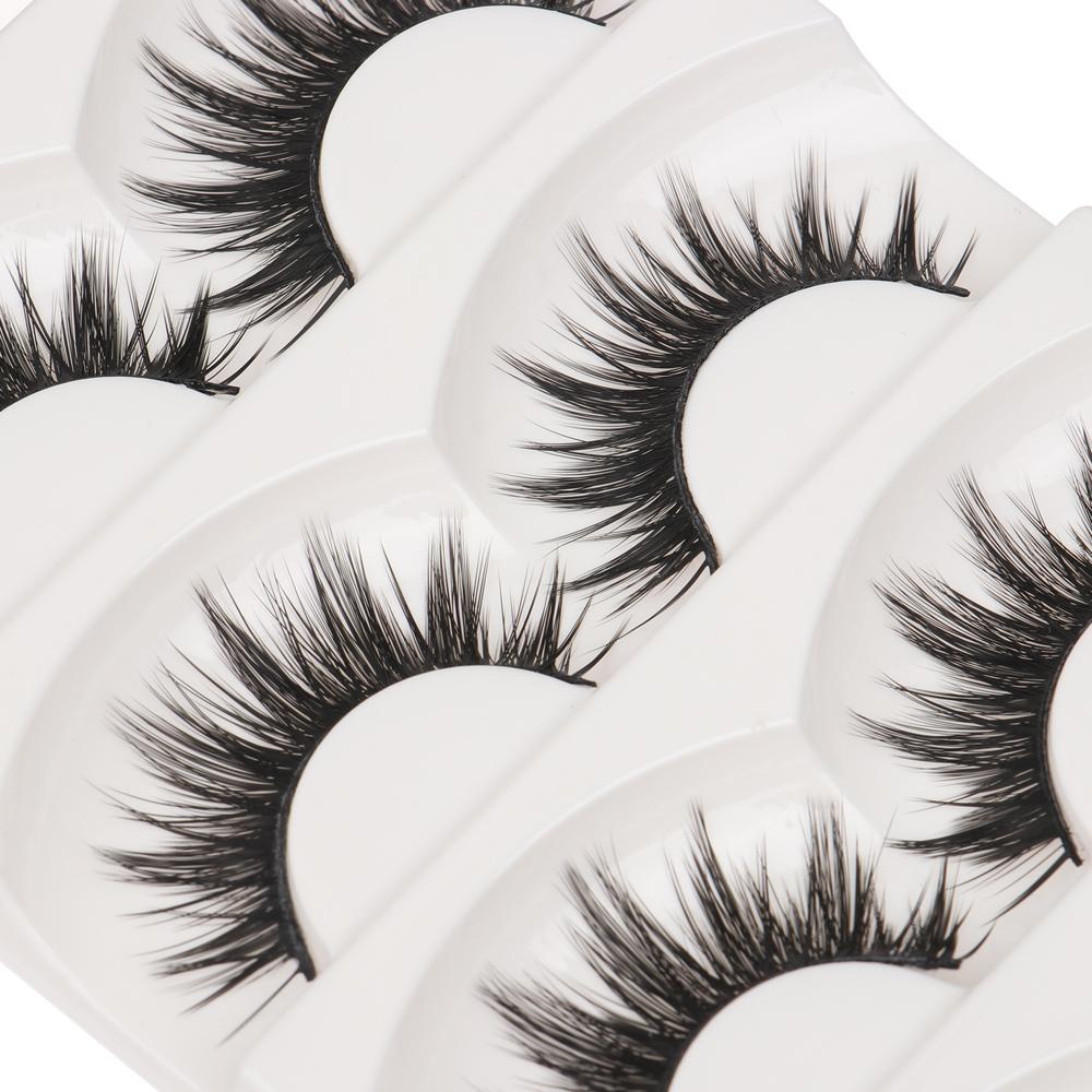 5 Pairs Beauty Natural Thick Cross Black Eye Lashes Extension False Eyelashes Handmade