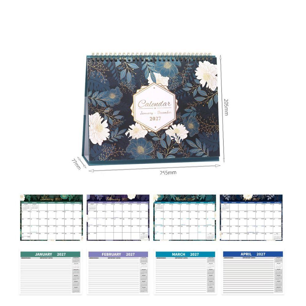 Foldable 2027 Flower Desk Calendar Jan. 2027 - Dec. 2027 Record Calendar Office