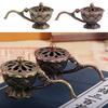 Room Decor Alloy Lotus Hand Stove Small Retro Copper Brass Incense Holder Hollow Out With Cover Incense Burner Sandalwood