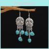 Retro Skeleton Long Earrings With Electroplating For Female Halloween Costume Accessory