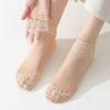 5 пар кружевных сетчатых чулок для женщин на лето, тонкие, средней высоты, однотонные, хлопковая подошва, дышащие, высокие, полые, кружевные, короткие чулки