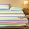 1 Simple Modern Stripe Geometry Printed Matte Fitted Sheet, Bedroom Printed Bed Cover, Bedding (Excluding Pillowcases)