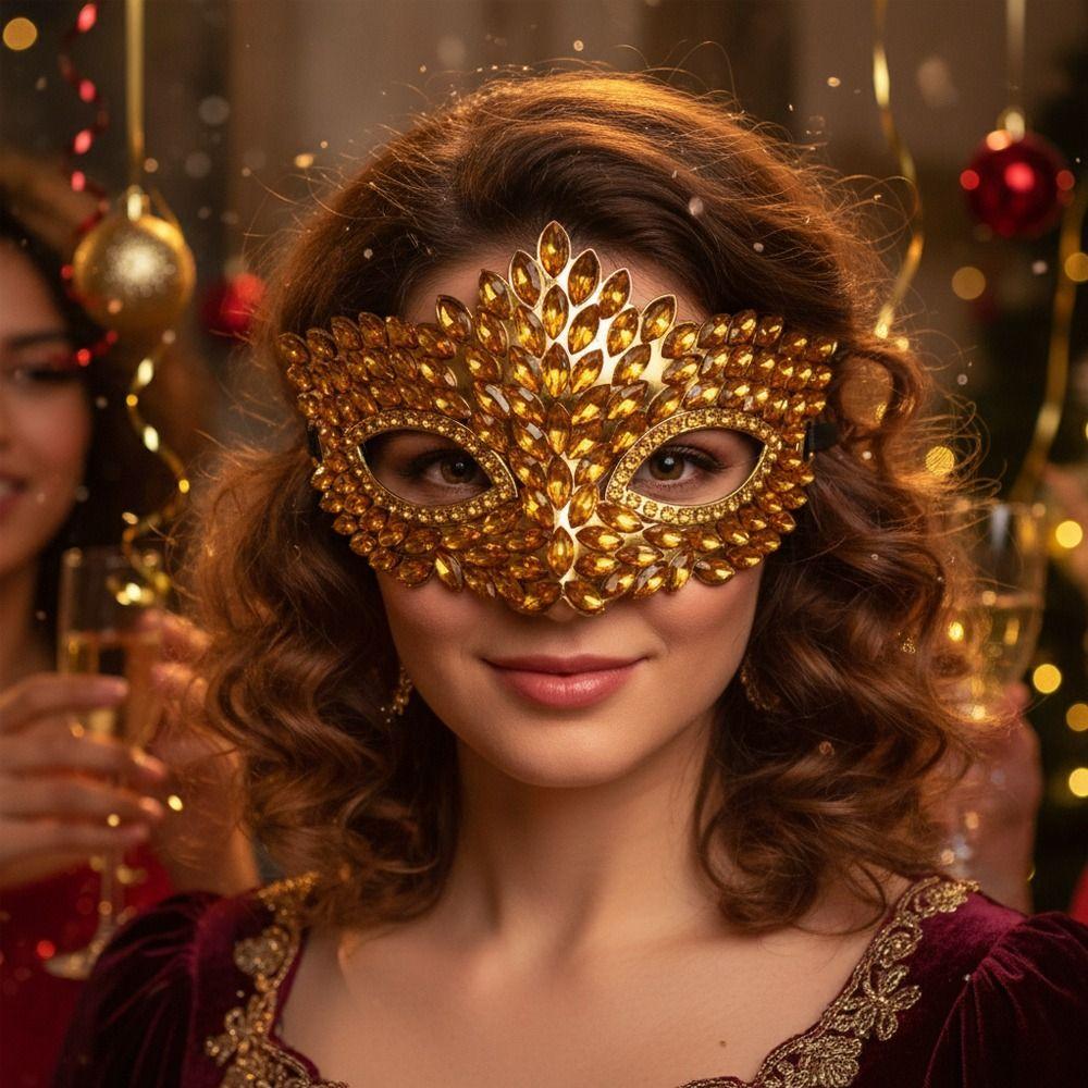 Shiny Acrylic Crystal Half Face Mask Full Jewelry Cosplay Mask Gift Idea Rave Mask Halloween Event