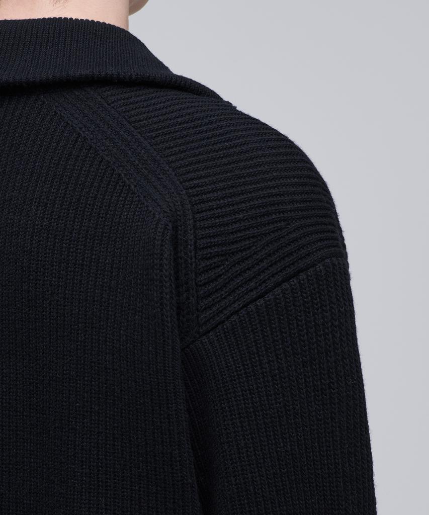 MUSINSA STANDARD Relaxed Ribbed Half Zip Knit [Black]