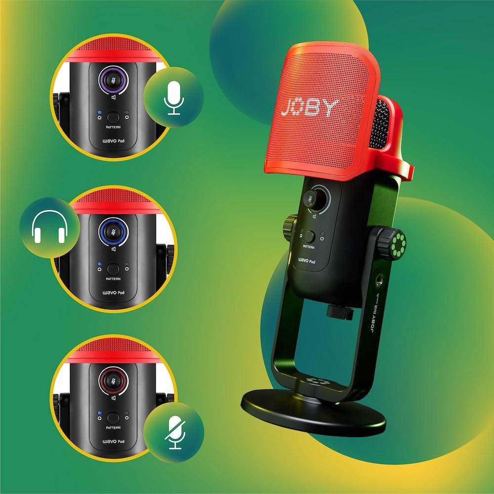 Joby Weivo POD WAVO POD Ютубер Влогер USB-микрофон Подключается к ПК через USB-кабель Переключает между однонаправленным и двунаправленным режимами с