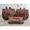 Leather Bag Saddle Motorcycle Pouch Brown Pannier 3 Saddlebag Bike Buffalo Leather Handmade Bag Set of 3 Motorcycle Bags