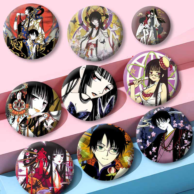 Japanese Manga XxxHolic Can Badge Anime Cartoon Round Cosplay Badge Yuuko Kimihiro Watanuki Brooch on Backpack Accessories Gift