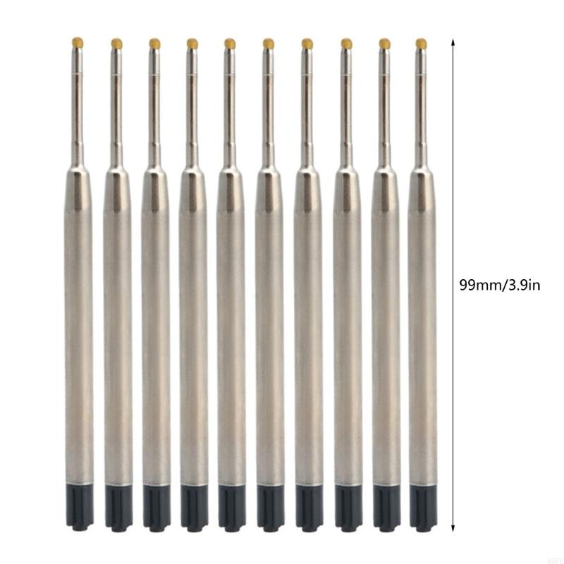 10pcs Universal Standard Style Blue Ink 1MM Medium Nib Ball Point Pen Refills