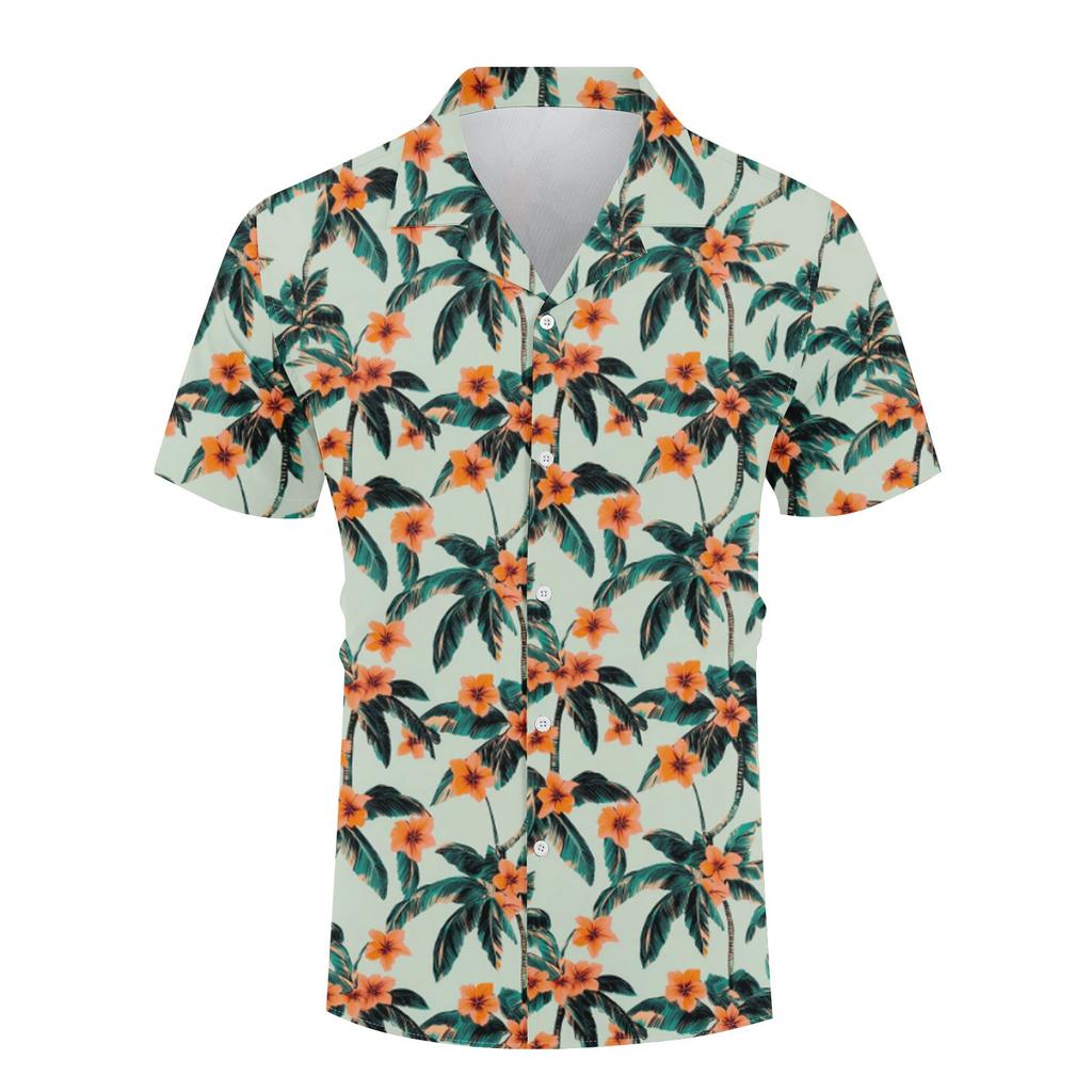 Мужская повседневная свободная рубашка с короткими рукавами, модная рубашка с принтом, топ