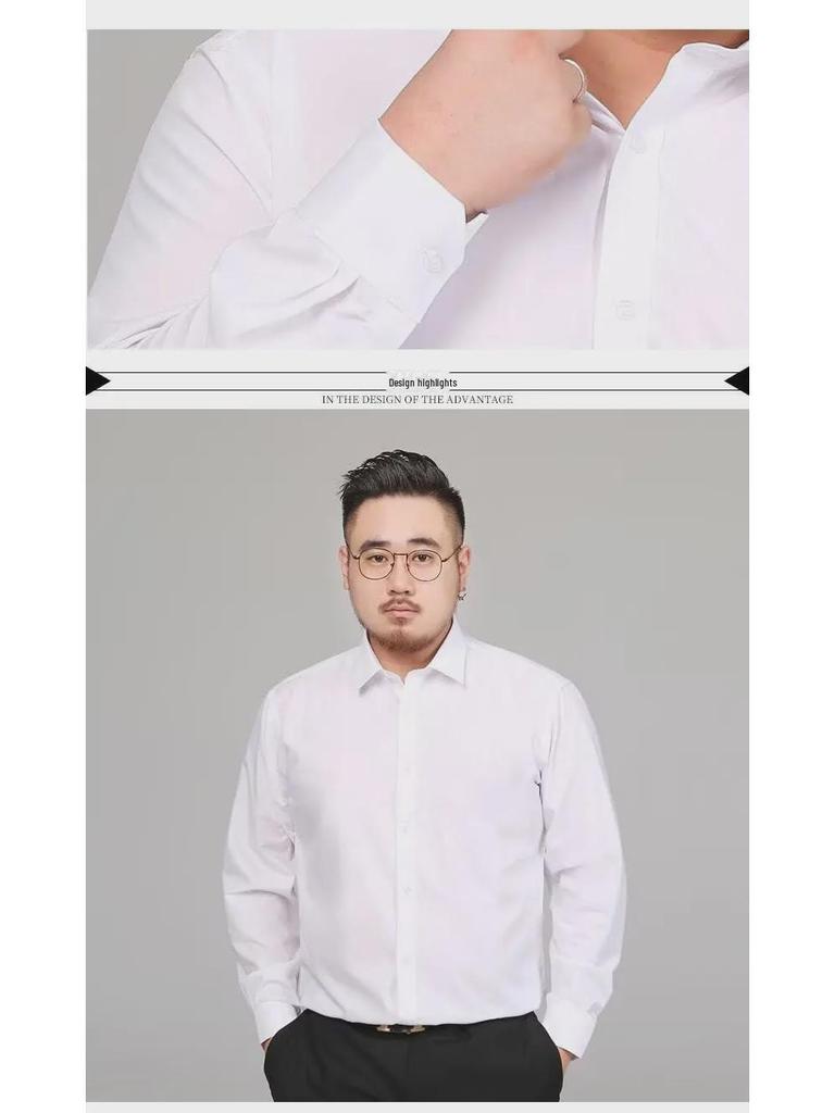 Men's Plus Size Iron-Free White Dress Shirt