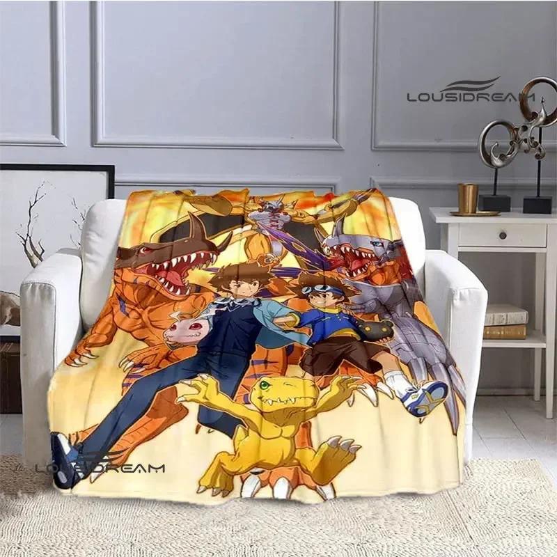 Одеяло с мультяшным принтом Digimon, теплое одеяло с фланцем, одеяло для пикника, домашнее дорожное одеяло, подкладка для кровати, подарок на день рождения