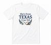 She's From Texas I Can Tell Floral Texas Map Unisex White T-shirt