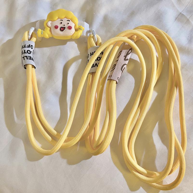 Kawaii Универсальный ремешок с зажимом для телефона, милый мультяшный длинный ремешок через плечо для женщин и девочек, нескользящий ремешок для телефона