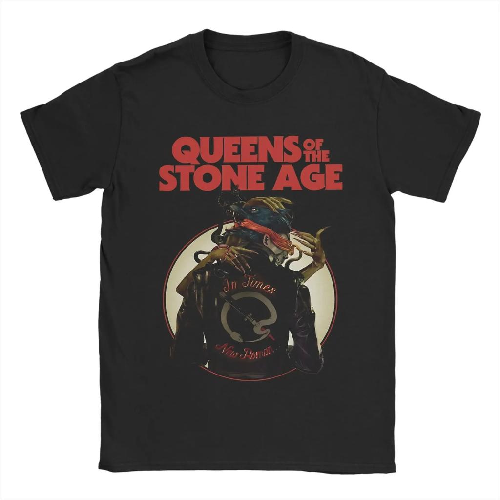 Футболка с графическим принтом Queens of The Stone Age Популярные Топы с коротким рукавом Уличный стиль Пляжная Хлопковая Самая продаваемая Оверсайз футболка