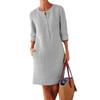 Fashion Women Half Sleeve Solid Short Dress Summer Casual Kaftan Tunic Sundress Without Pockets