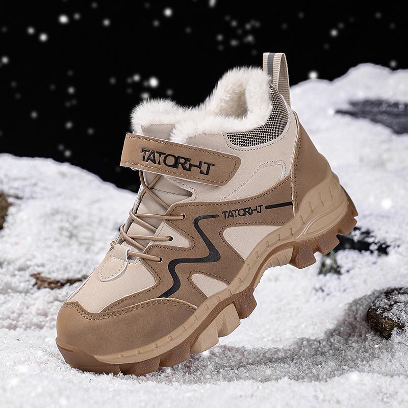 2025 г. Водонепроницаемые нескользящие зимние кожаные походные ботинки для мальчиков - Теплая, износостойкая уличная обувь