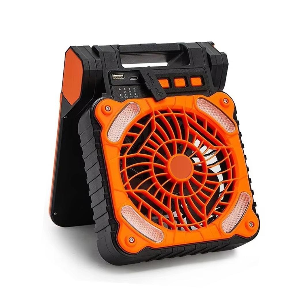 90° Folding Camping Fan with LED Light 5200mAh Portable Tent Fan Outdoor Solar Fan Picnic Trip