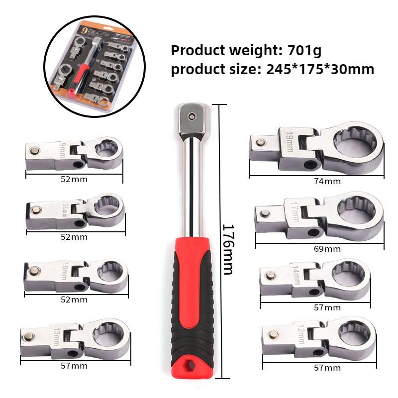 Portable Crescent Wrench 180 ° Rotating Gear Wrenches Hardware Repair Tools Chrome Vanadium Steel Ratchet Wrench
