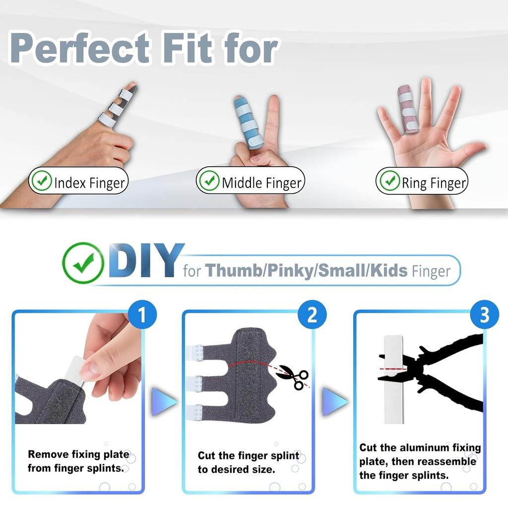 4pcs Upgraded Trigger Finger Splint,Trigger Finger Brace Support with 3 Adjustable Fixing Belt,Finger Straightener for Middle Ring Index Pinky Thumb